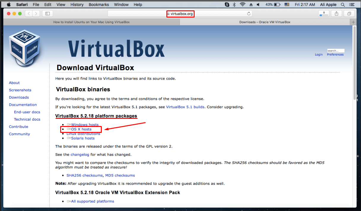how to download virtualbox on mac
